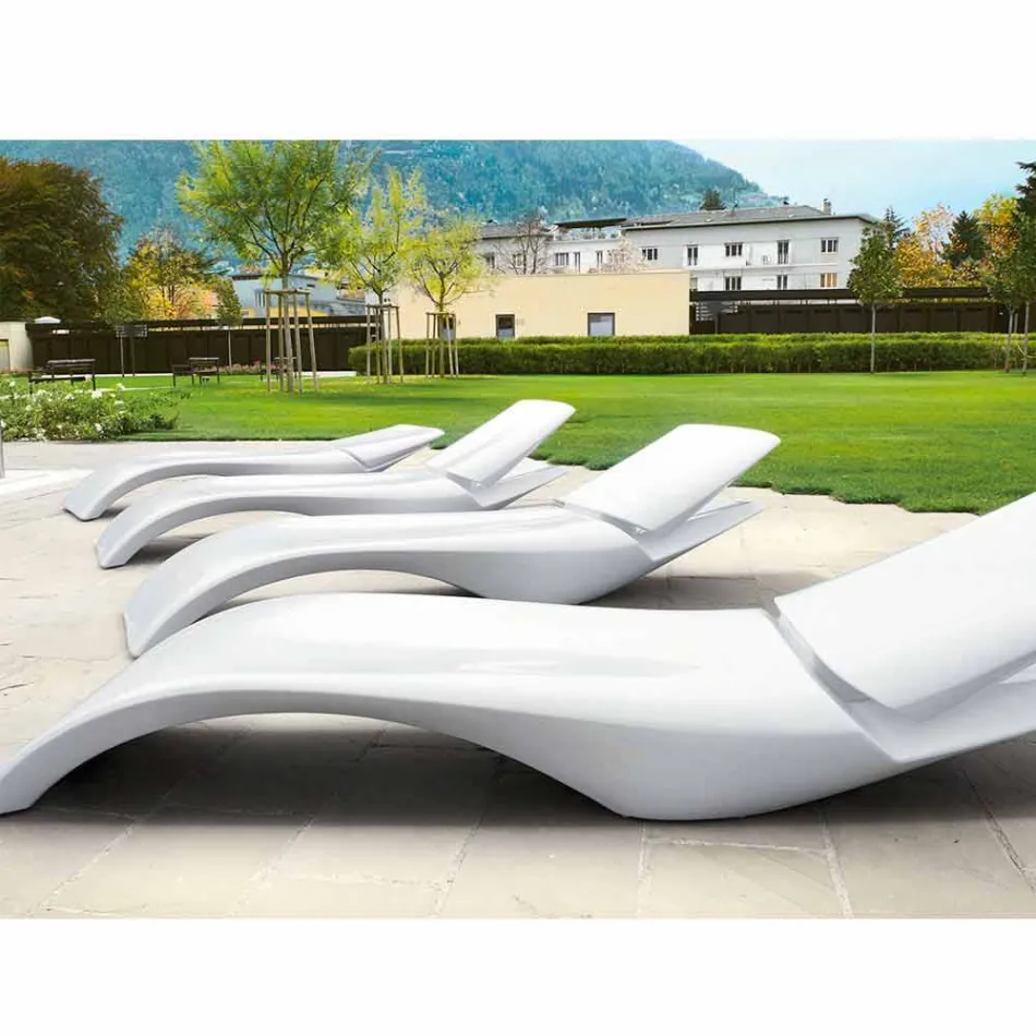 Tumbona de jardín Chaise Longue de diseño en plástico blanco - Zoe by Mayyour viadurini