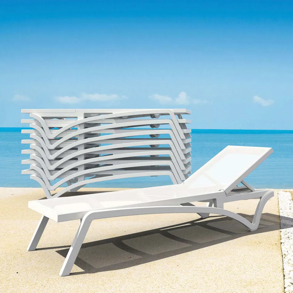 Tumbona de Jardín Apilable de Polipropileno y Textileno Coloreado - Artelia viadurini