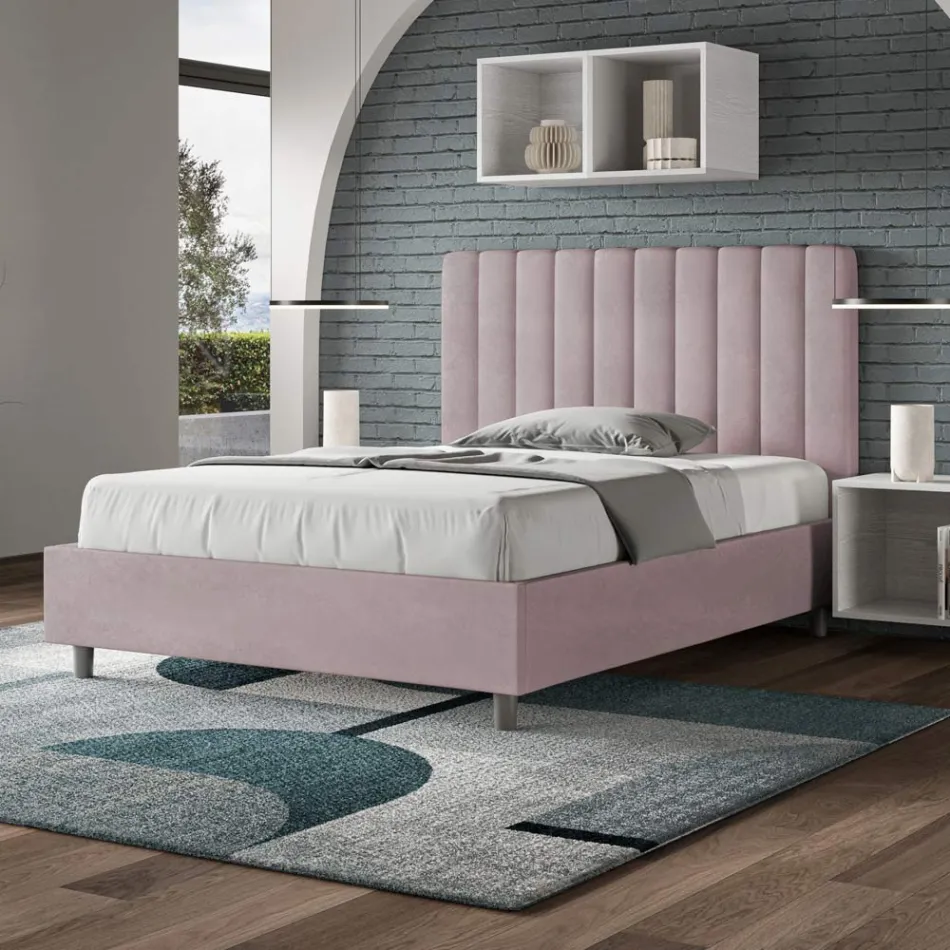 Cama de microfibra de 120x200 cm con líneas verticales simétricas, fabricada en Italia - Guante viadurini