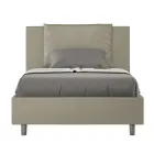 Cama de 120x200 cm con cabecero y cojines de piel sintética. Fabricada en Italia - Olimpiadi viadurini