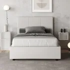Cama de 140x200 cm con cabecero rectangular en piel sintética fabricada en Italia - Brina viadurini