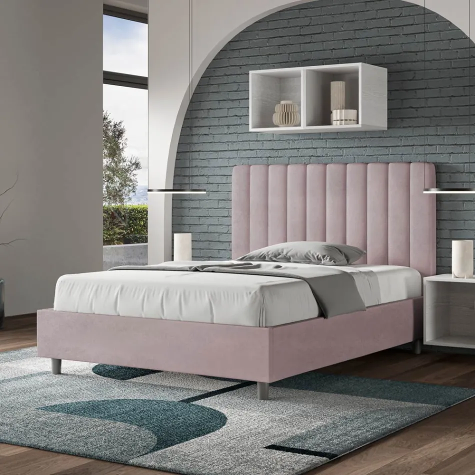 Cama de microfibra de 140 x 200 cm con líneas verticales simétricas. Fabricada en Italia - Glove. viadurini