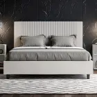 Cama de 160x200 cm con cabecero decorado con líneas verticales Fabricada en Italia - Pattini viadurini