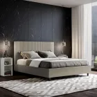 Cama de 160x200 cm con cabecero decorado con líneas verticales Fabricada en Italia - Pattini viadurini