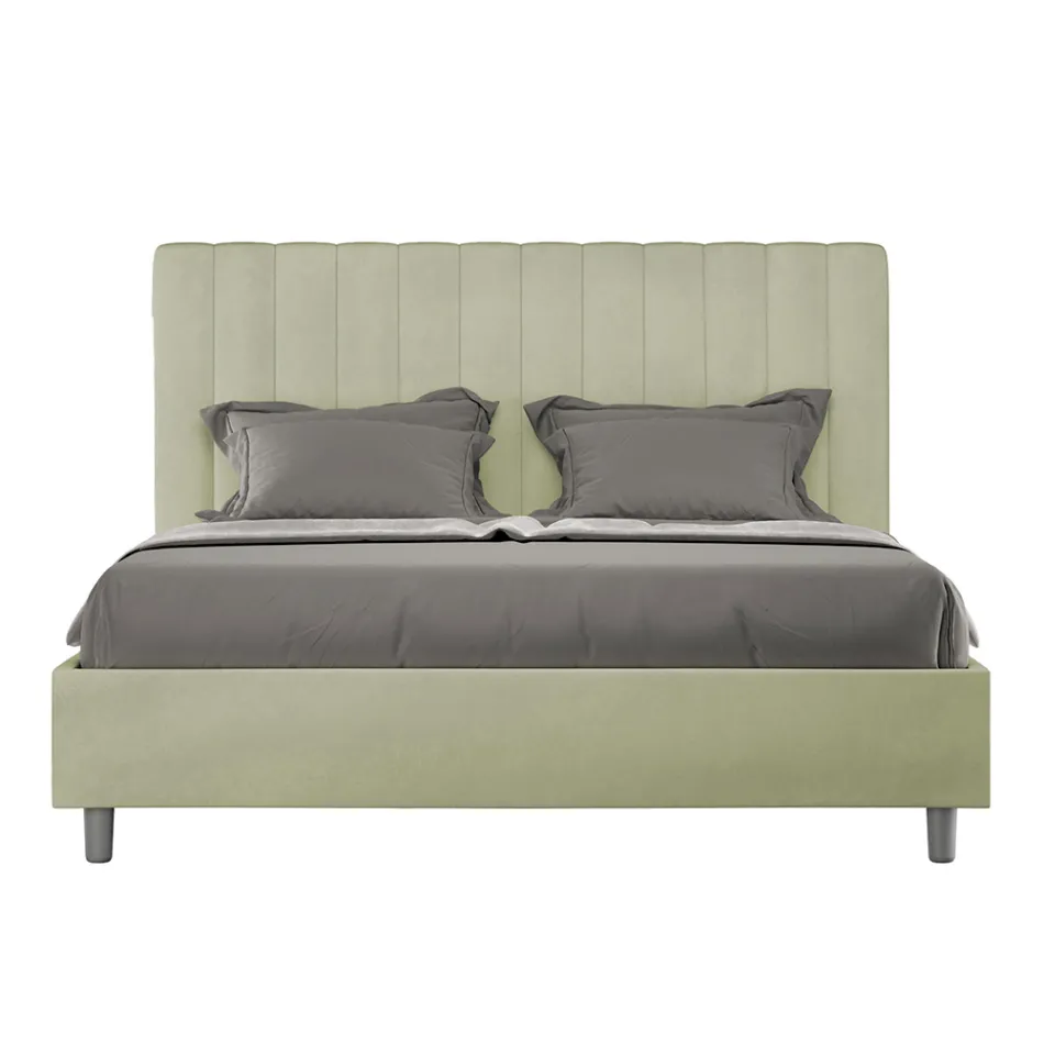 Cama de microfibra de 160 x 200 cm con líneas verticales simétricas. Fabricada en Italia - Glove. viadurini