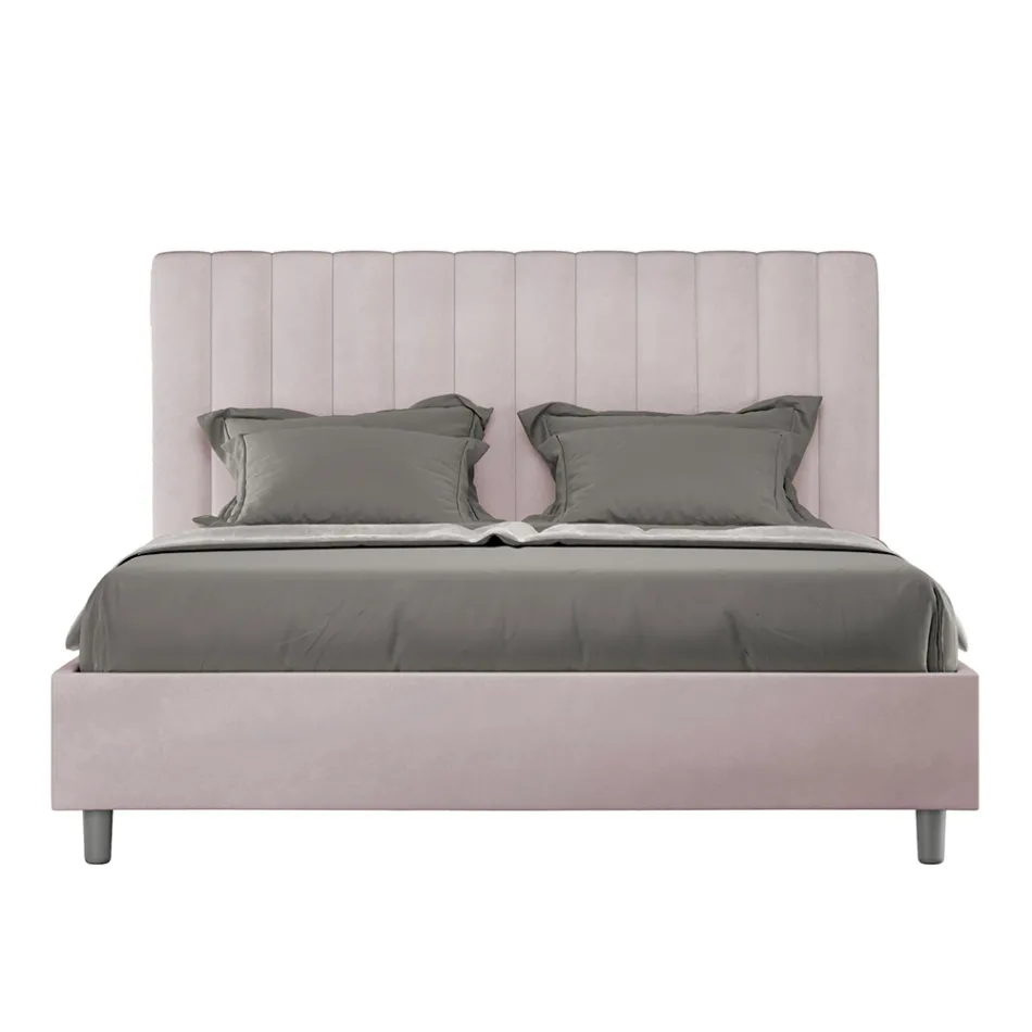 Cama de microfibra de 160 x 200 cm con líneas verticales simétricas. Fabricada en Italia - Glove. viadurini