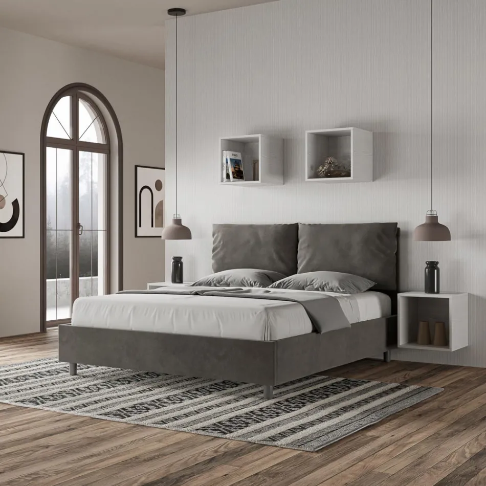 Cabecero de cama de 160 x 200 cm con cojines de microfibra fabricado en Italia - Juegos Olímpicos viadurini