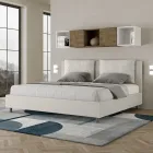 Cama de 200x200 cm con cabecero y cojines de piel sintética. Fabricada en Italia - Olimpiadi viadurini