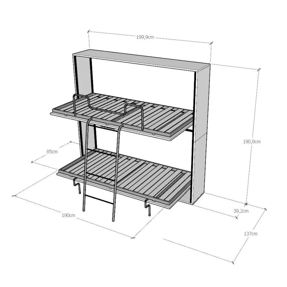 Litera plegable horizontal fabricada en Italia - Colaborativa viadurini