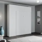 Cama Queen Size con compartimento abatible vertical, columna y unidad de pared - Magicompare viadurini
