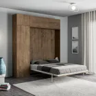 Cama Queen Size con compartimento abatible vertical, columna y unidad de pared - Magicompare viadurini