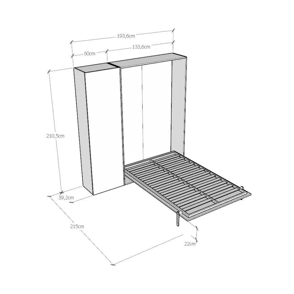 Cama Queen Size con cama plegable vertical y columna - Magicompare viadurini