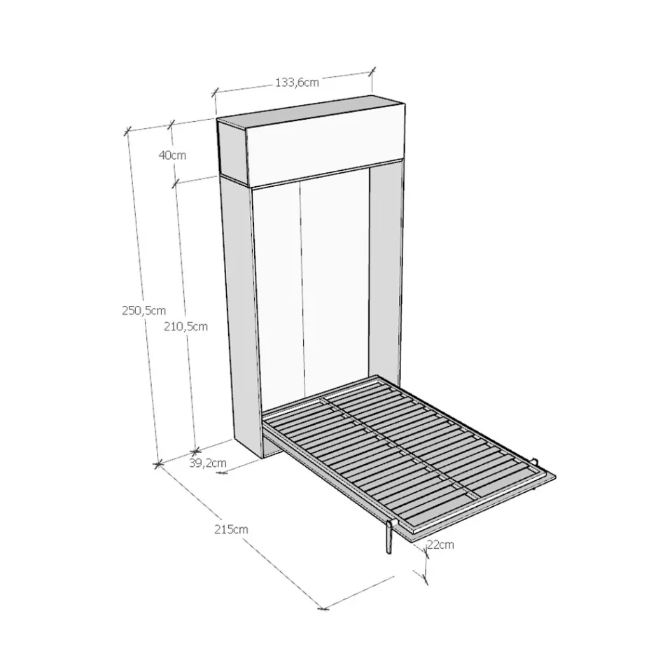 Cama Queen con compartimento abatible vertical y mueble de pared - Magicompare viadurini