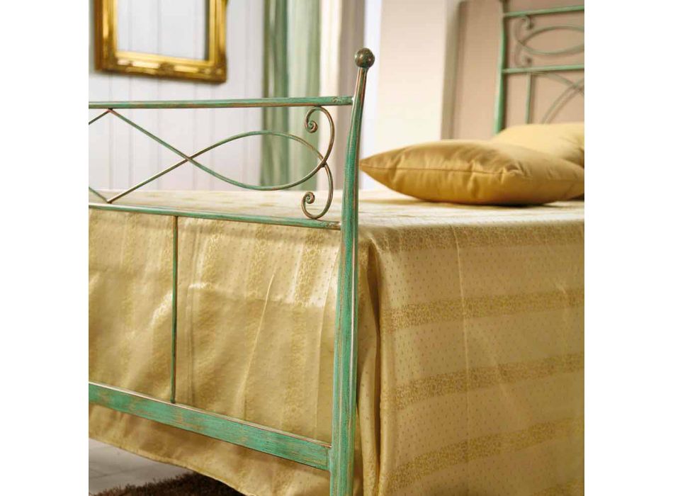 cama individual y una media de cobre Gabriella verde de hierro batido viadurini