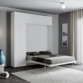 Cama francesa plegable vertical con mueble de pared y columna - Magicompare