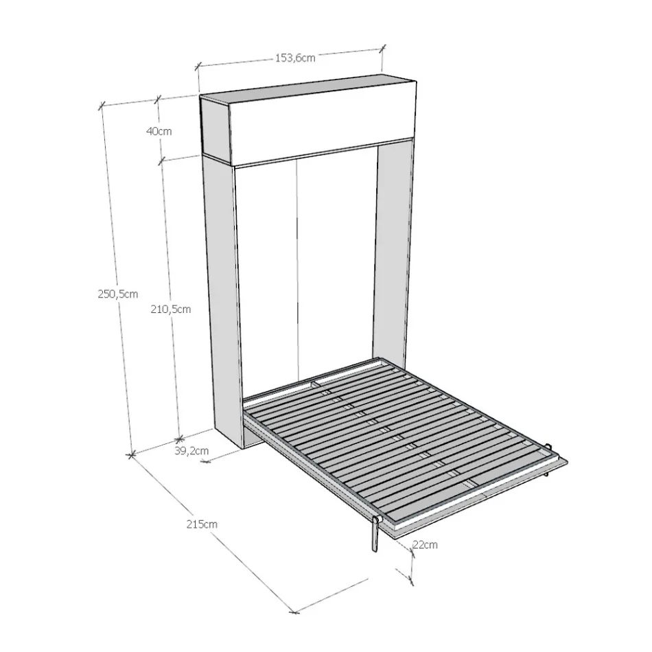 Cama francesa plegable vertical con mueble de pared - Magicompare viadurini