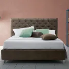 Cama doble tapizada con contenedor en tela o ecopiel Made in Italy – Euro viadurini