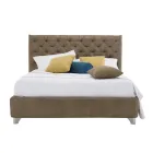 Cama doble tapizada con contenedor en tela o ecopiel Made in Italy – Euro viadurini