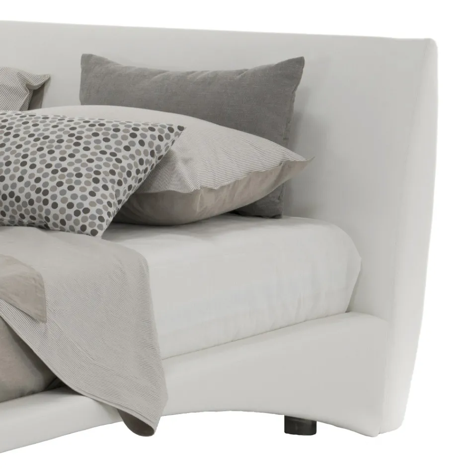 Cama doble tapizada en ecopiel o tela Made in Italy - Armonica viadurini