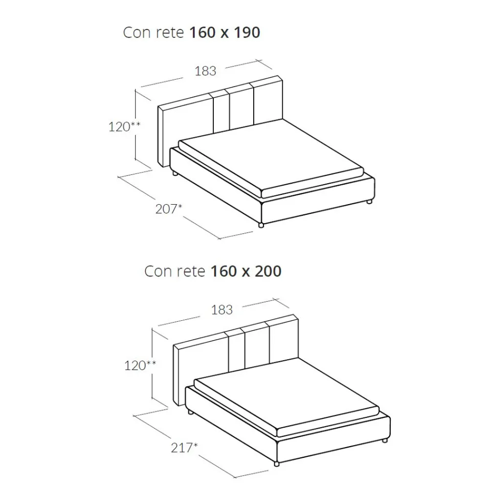 Cama doble moderna tapizada con pliegues o diseño acolchado - Thomas viadurini