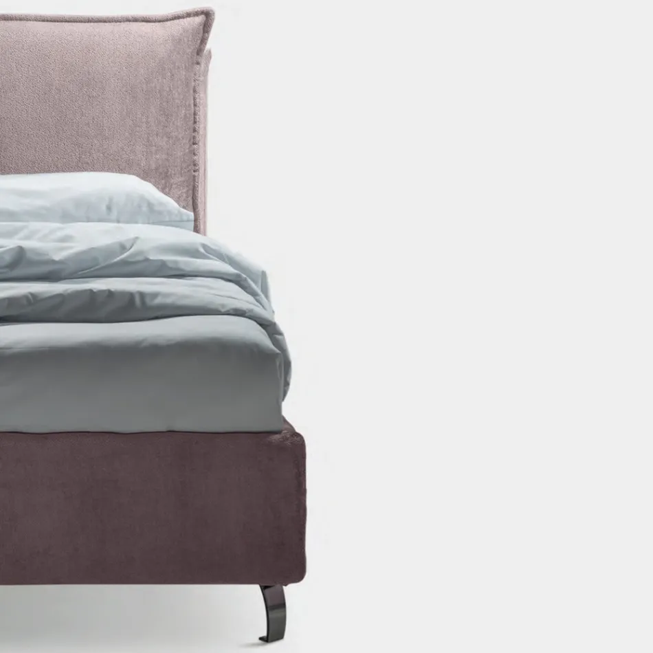 Cama de Matrimonio 160x190 con 2 Cojines Suaves con Volante Perimetral - Ernesta viadurini