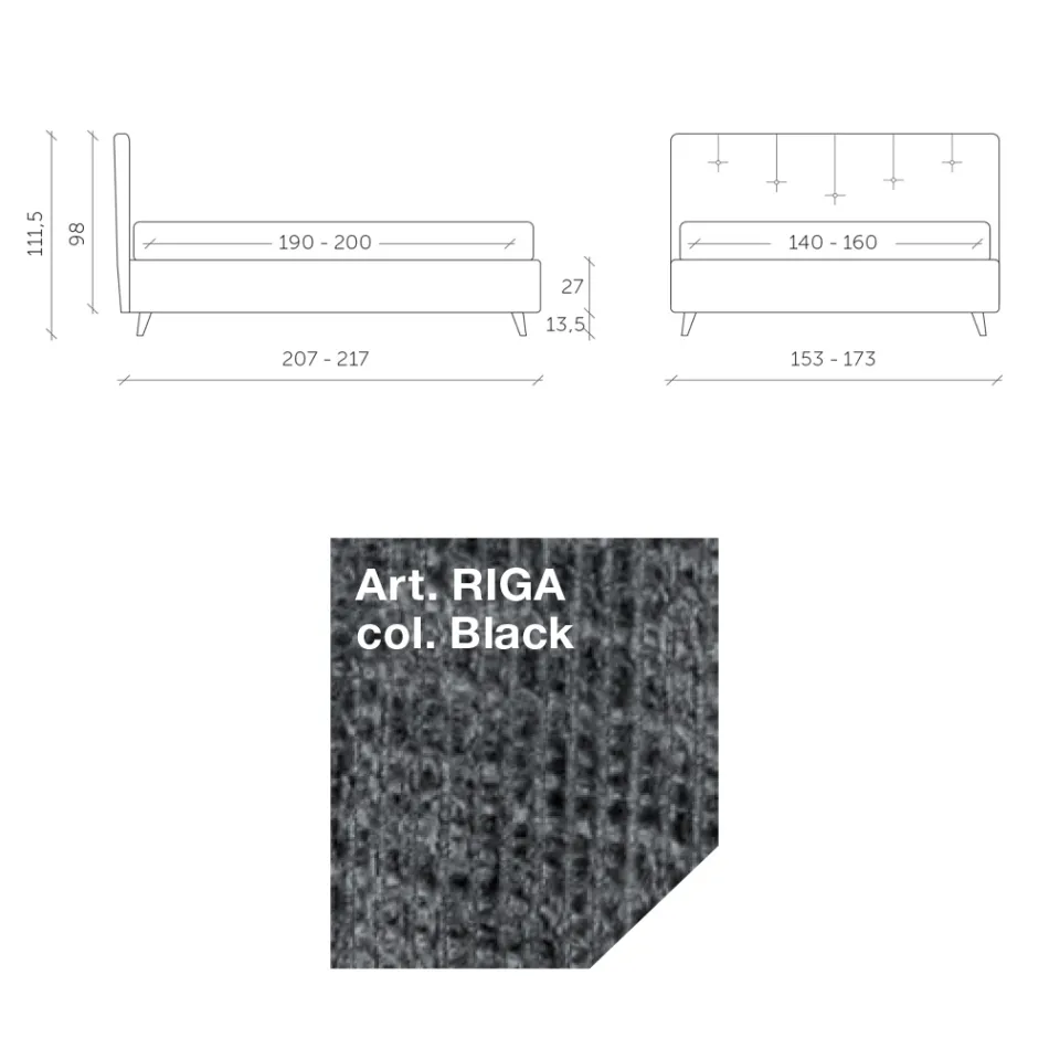 Cama de matrimonio 160x190 con cordones verticales en relieve - Mask viadurini