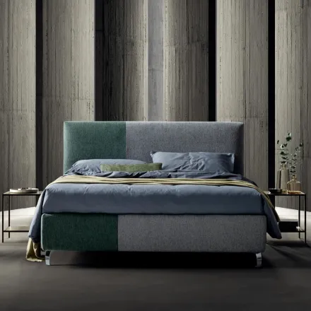 Cama de matrimonio 160x190 con acabado asimétrico bicolor - Jazmín viadurini