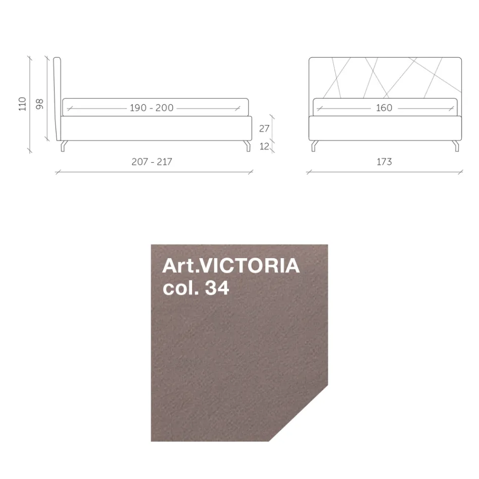 Cama de matrimonio 160x190 con acolchado geométrico - Ciottolino viadurini