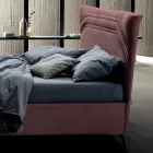 Cama de matrimonio 160x190 con líneas curvas y doble banda acolchada - Gioie viadurini