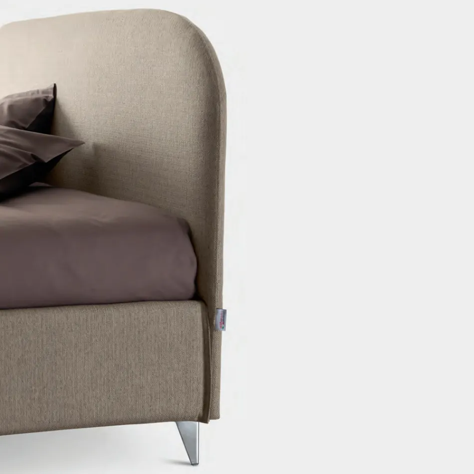 Cama de matrimonio 160x190 con cabecero de líneas curvas Made in Italy - Oriente viadurini
