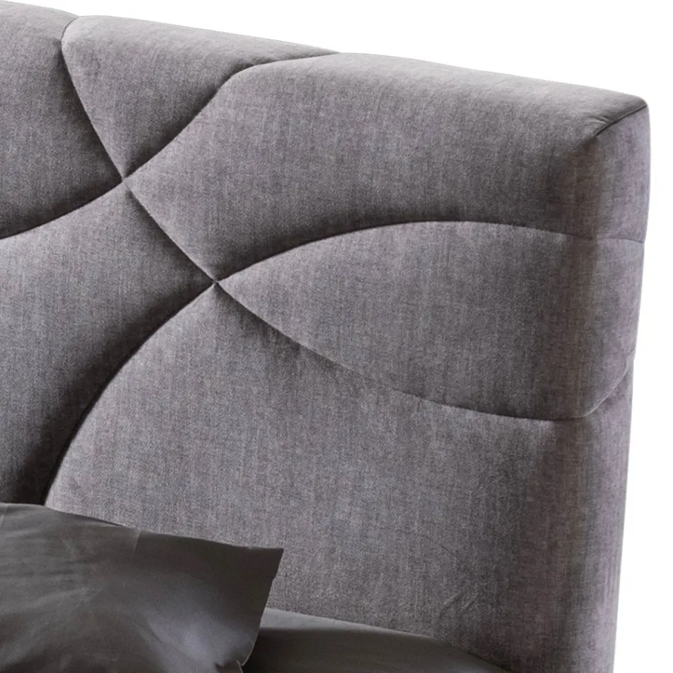 Cama de Matrimonio 160x190 con Acolchado de Curvas Cruzadas - Girasol viadurini