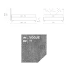 Cama de Matrimonio 160x190 con Acolchado de Curvas Cruzadas - Girasol viadurini