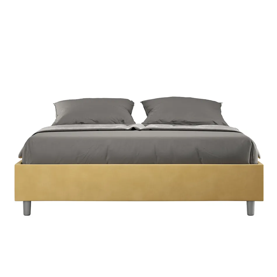 Cama doble 160x200 cm revestida en microfibra Fabricada en Italia - Atleta viadurini