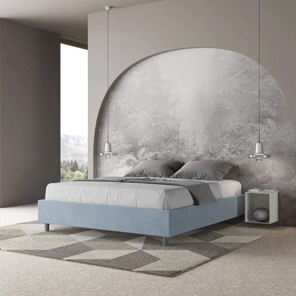 Cama doble 160x200 cm revestida en microfibra Fabricada en Italia - Atleta viadurini