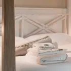 Cama doble de 160x200 con dosel en madera maciza de teca - Acuarela viadurini