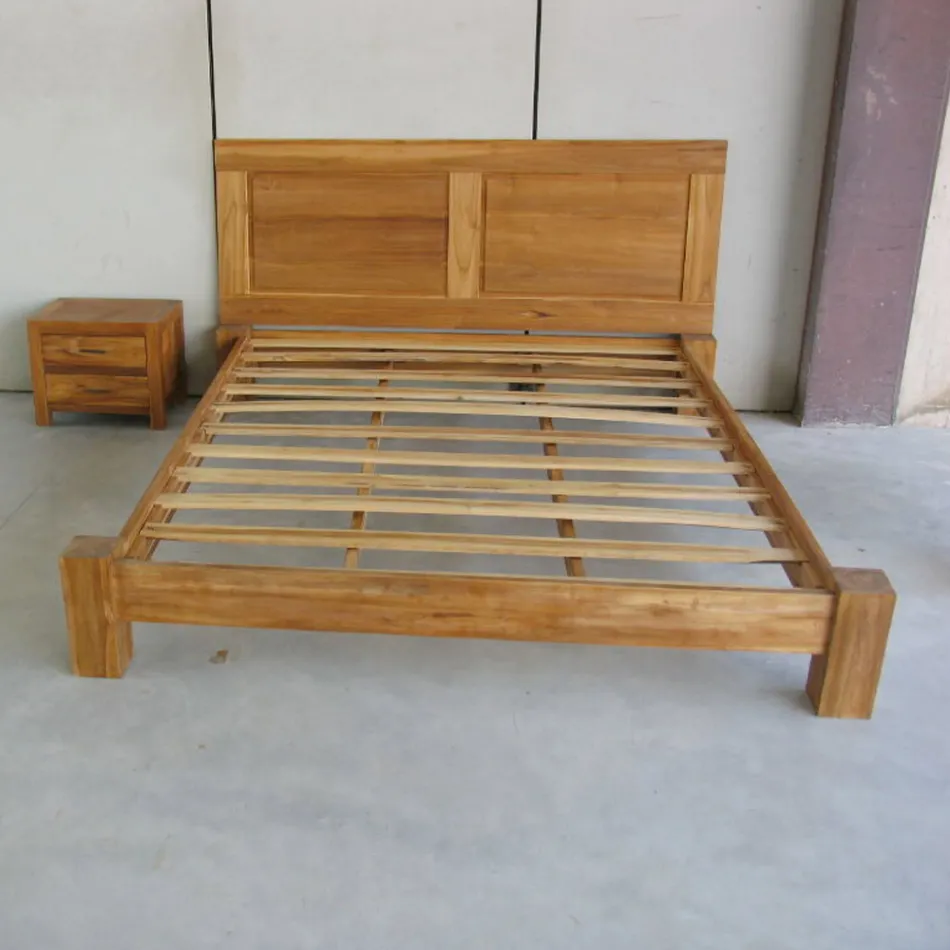 Cama doble de 160x200 cm fabricada en madera maciza de teca - Fresco viadurini