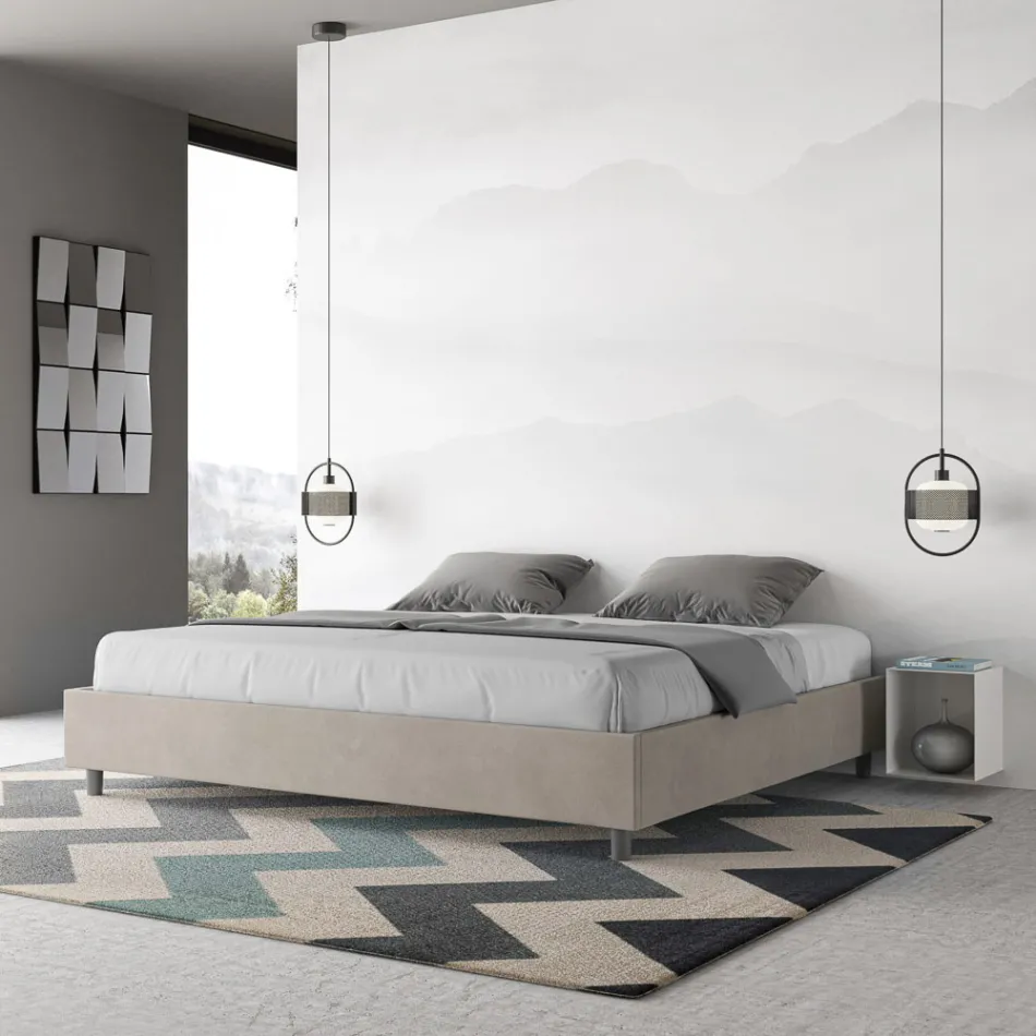 Cama doble de 180x200 cm con funda de microfibra, fabricada en Italia - Athlete viadurini