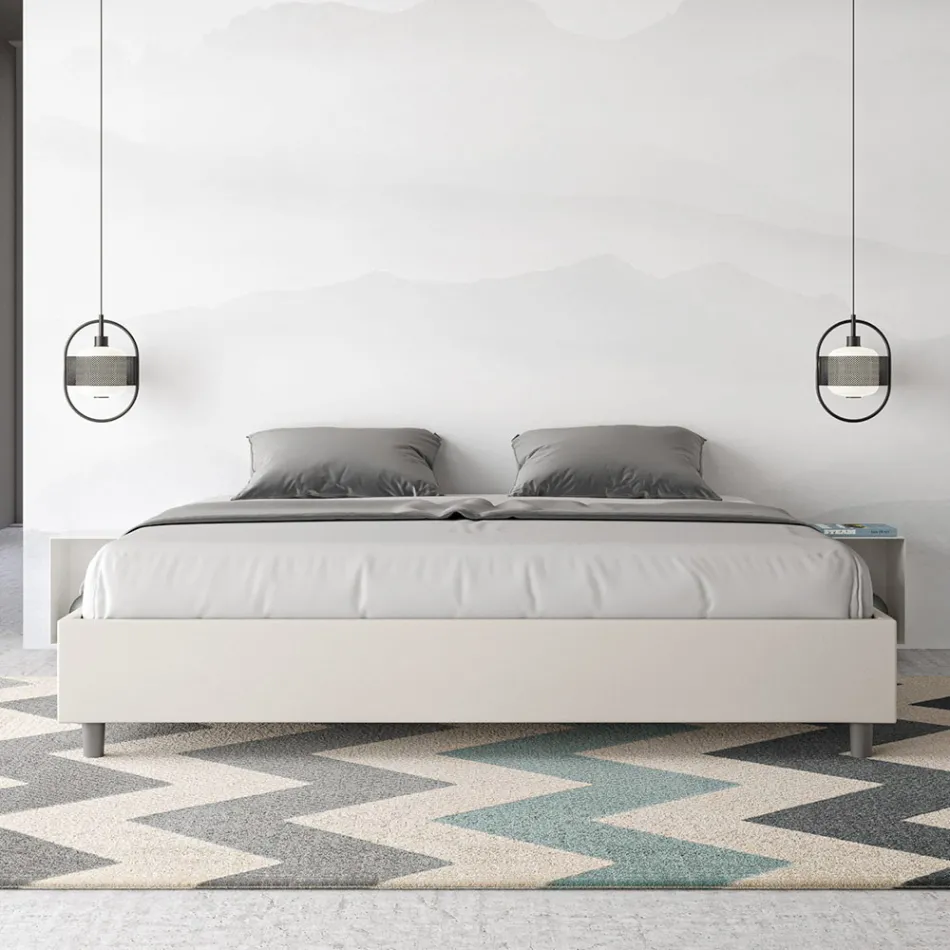 Cama doble de 180x200 cm tapizada en piel sintética, fabricada en Italia - Athlete viadurini