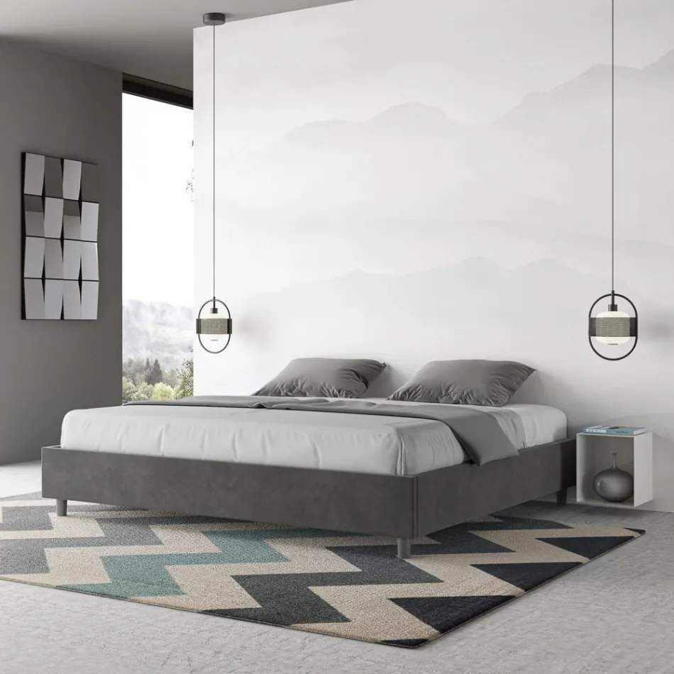 Cama doble de 190x200 cm con funda de microfibra, fabricada en Italia - Athlete viadurini