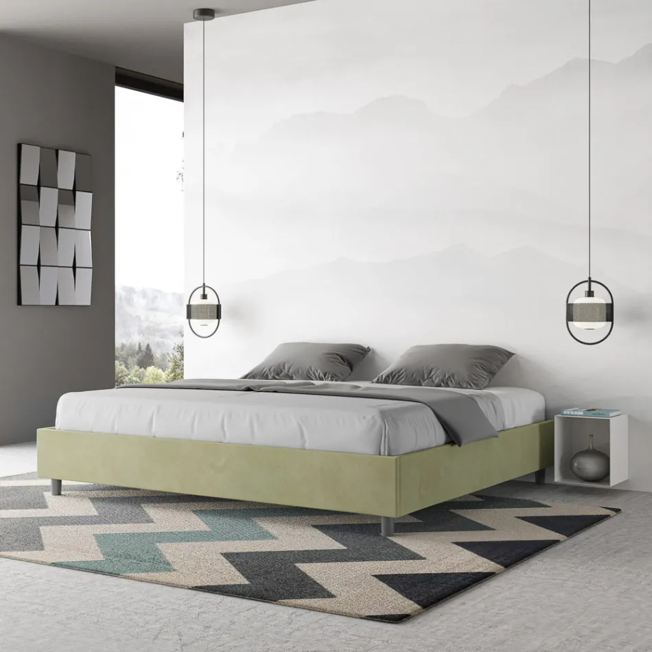 Cama doble de 190x200 cm con funda de microfibra, fabricada en Italia - Athlete viadurini