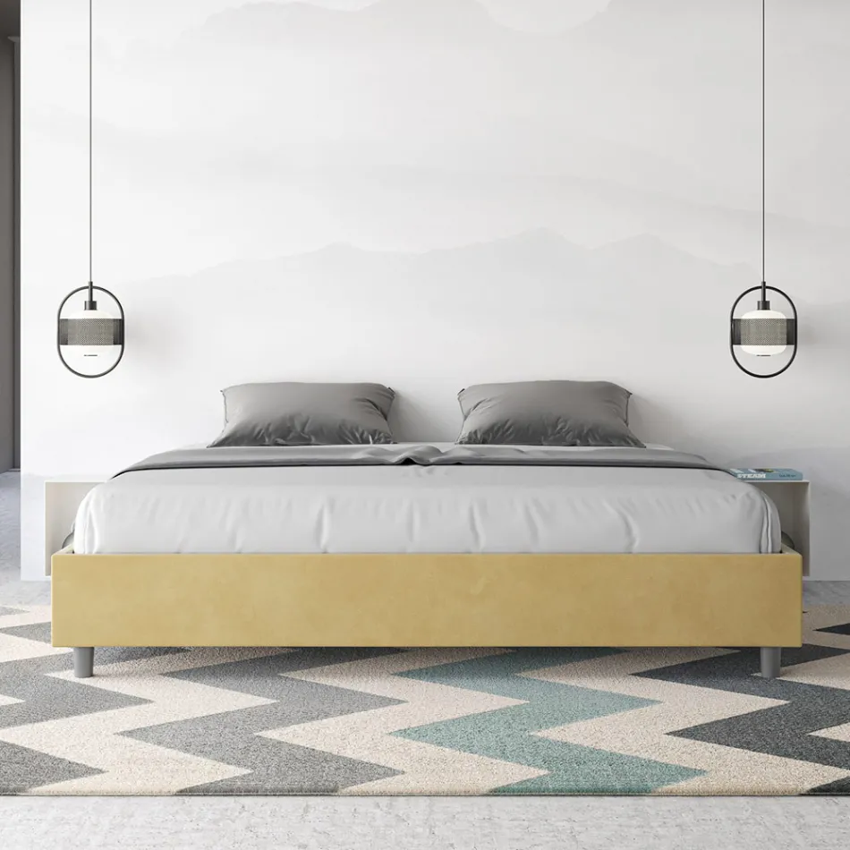 Cama doble de 190x200 cm con funda de microfibra, fabricada en Italia - Athlete viadurini