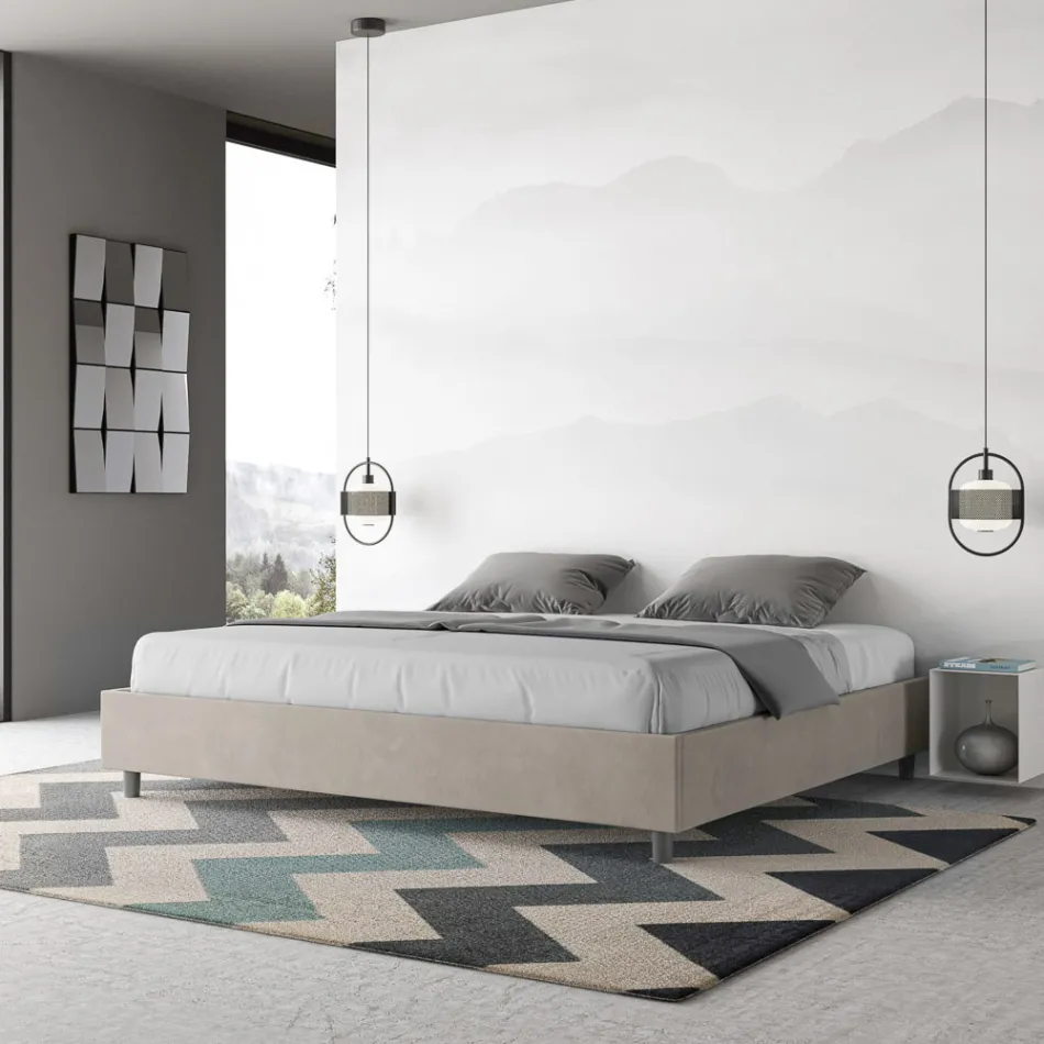 Cama doble de 200x200 cm con funda de microfibra, fabricada en Italia - Athlete viadurini