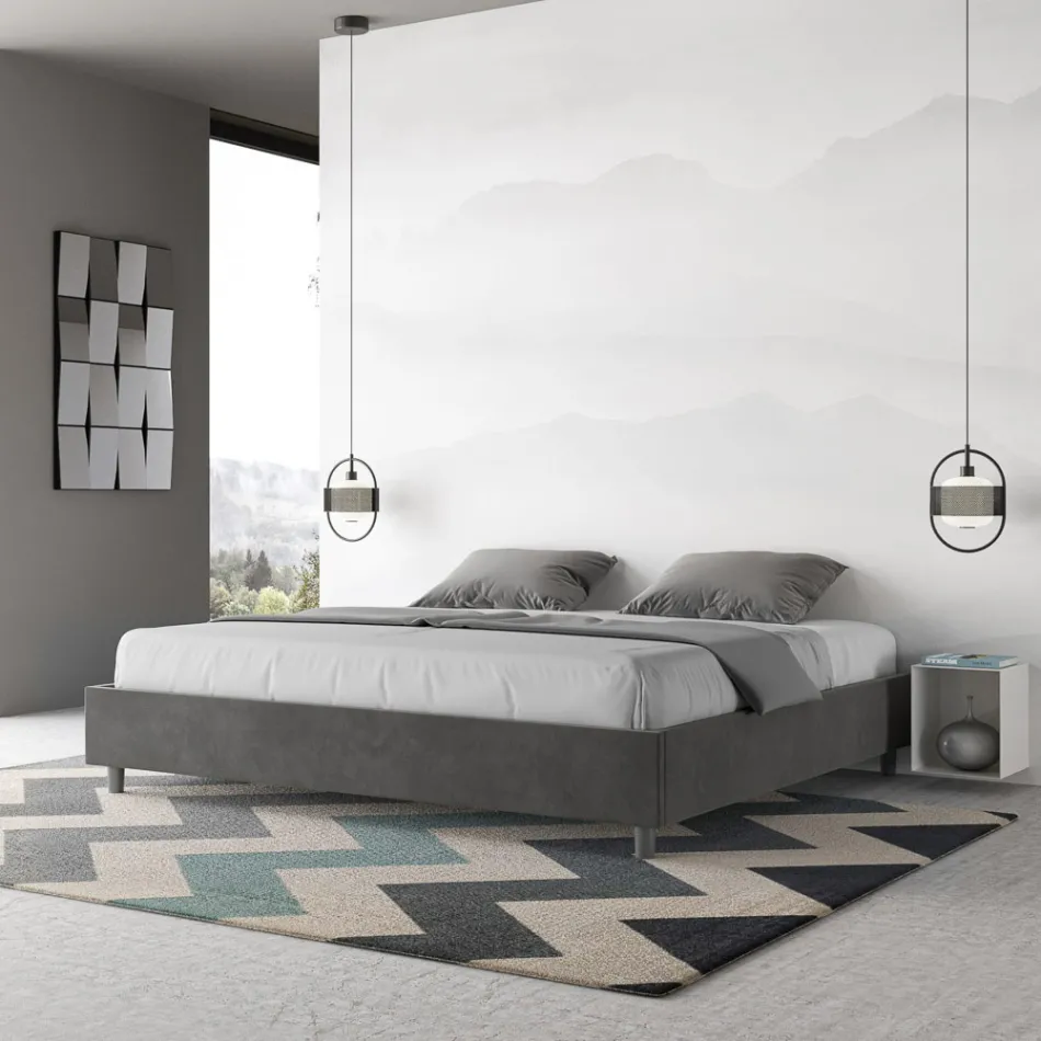 Cama doble de 200x200 cm con funda de microfibra, fabricada en Italia - Athlete viadurini