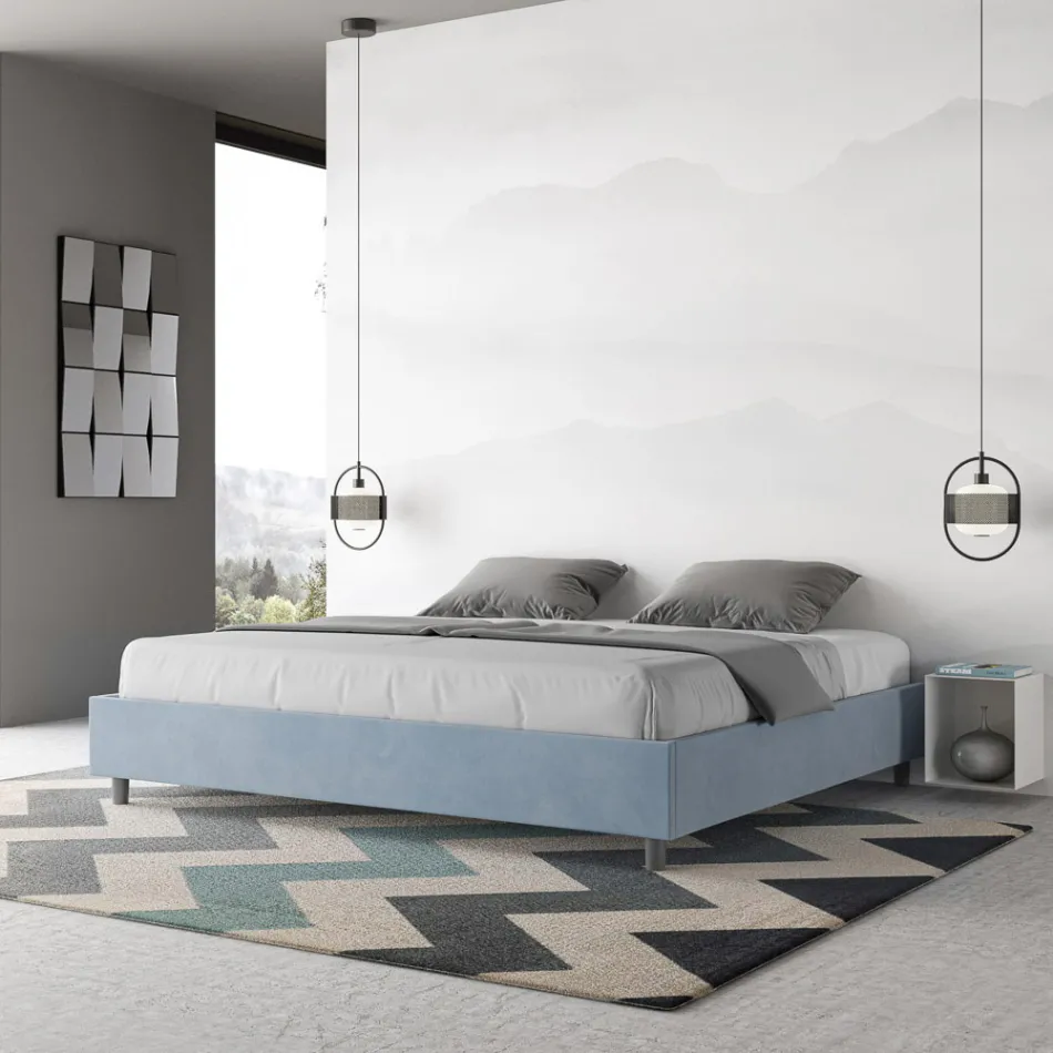 Cama doble de 200x200 cm con funda de microfibra, fabricada en Italia - Athlete viadurini