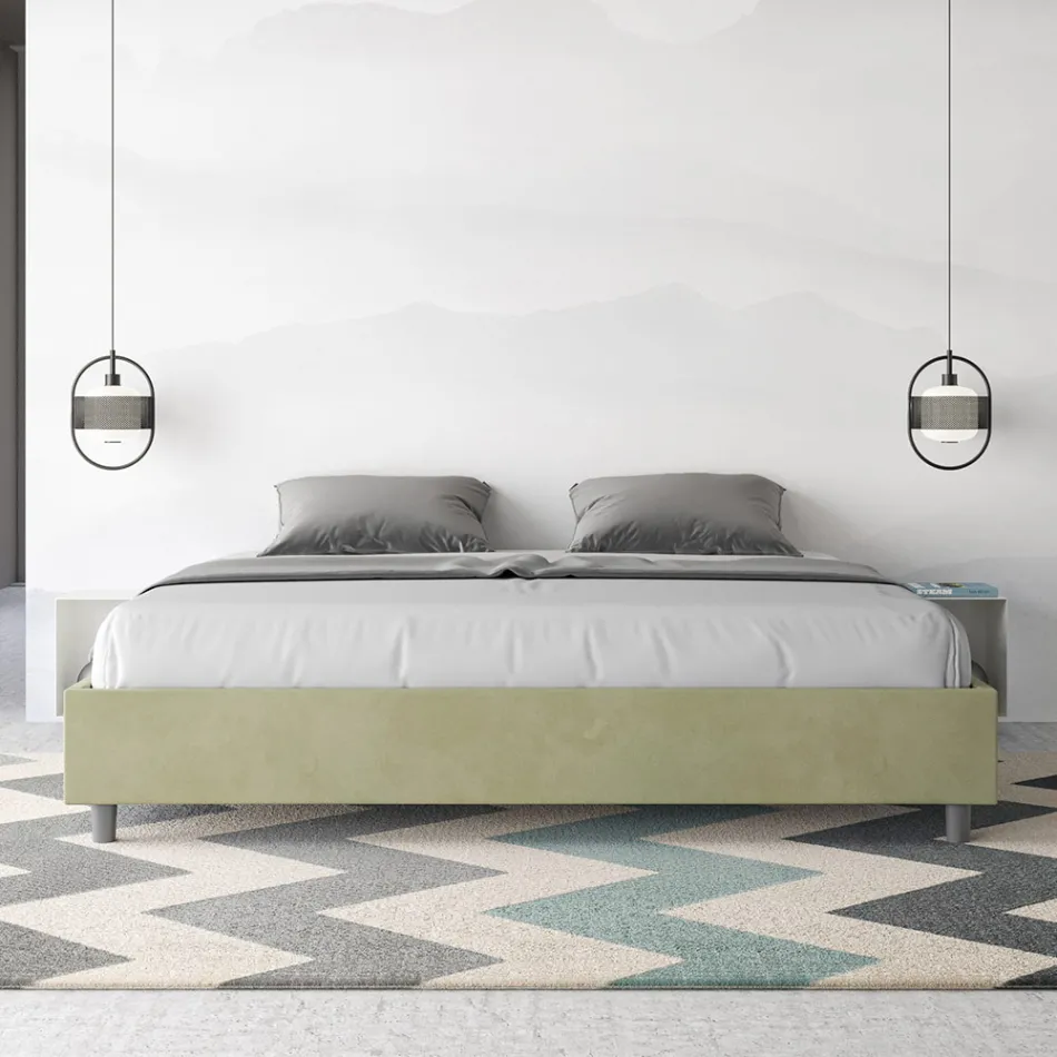 Cama doble de 200x200 cm con funda de microfibra, fabricada en Italia - Athlete viadurini