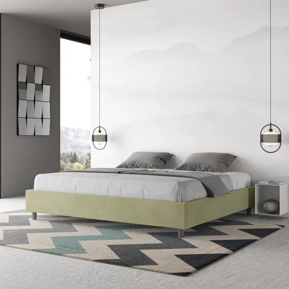 Cama doble de 200x200 cm con funda de microfibra, fabricada en Italia - Athlete viadurini