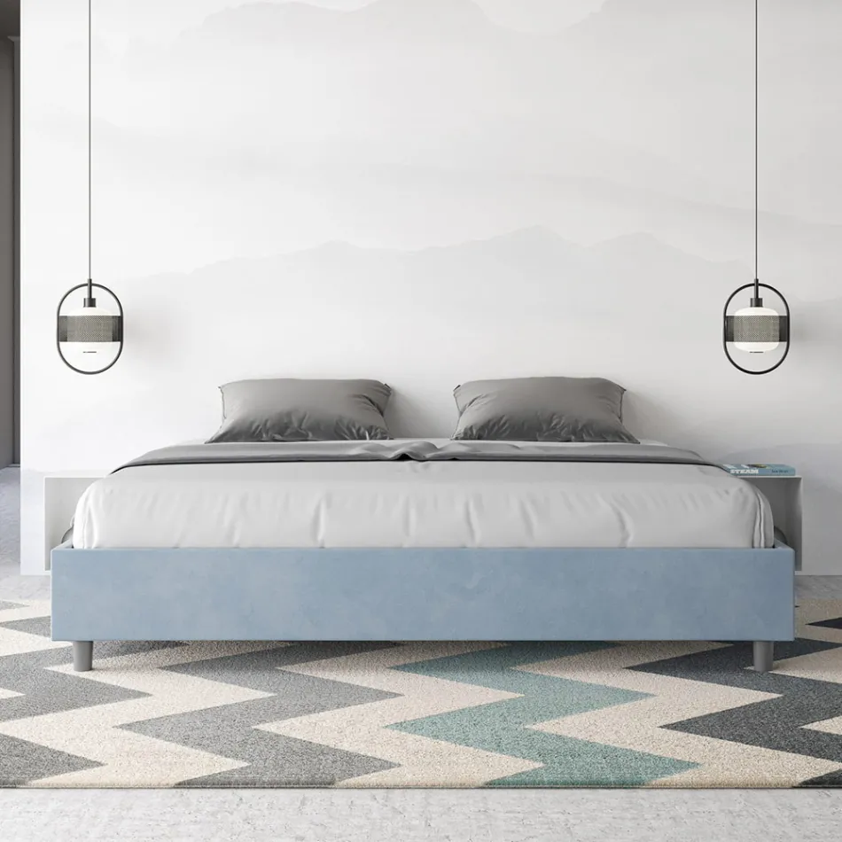 Cama doble de 200x200 cm con funda de microfibra, fabricada en Italia - Athlete viadurini