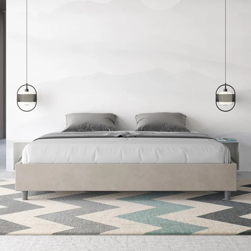 Cama doble de 200x200 cm con funda de microfibra, fabricada en Italia - Athlete viadurini