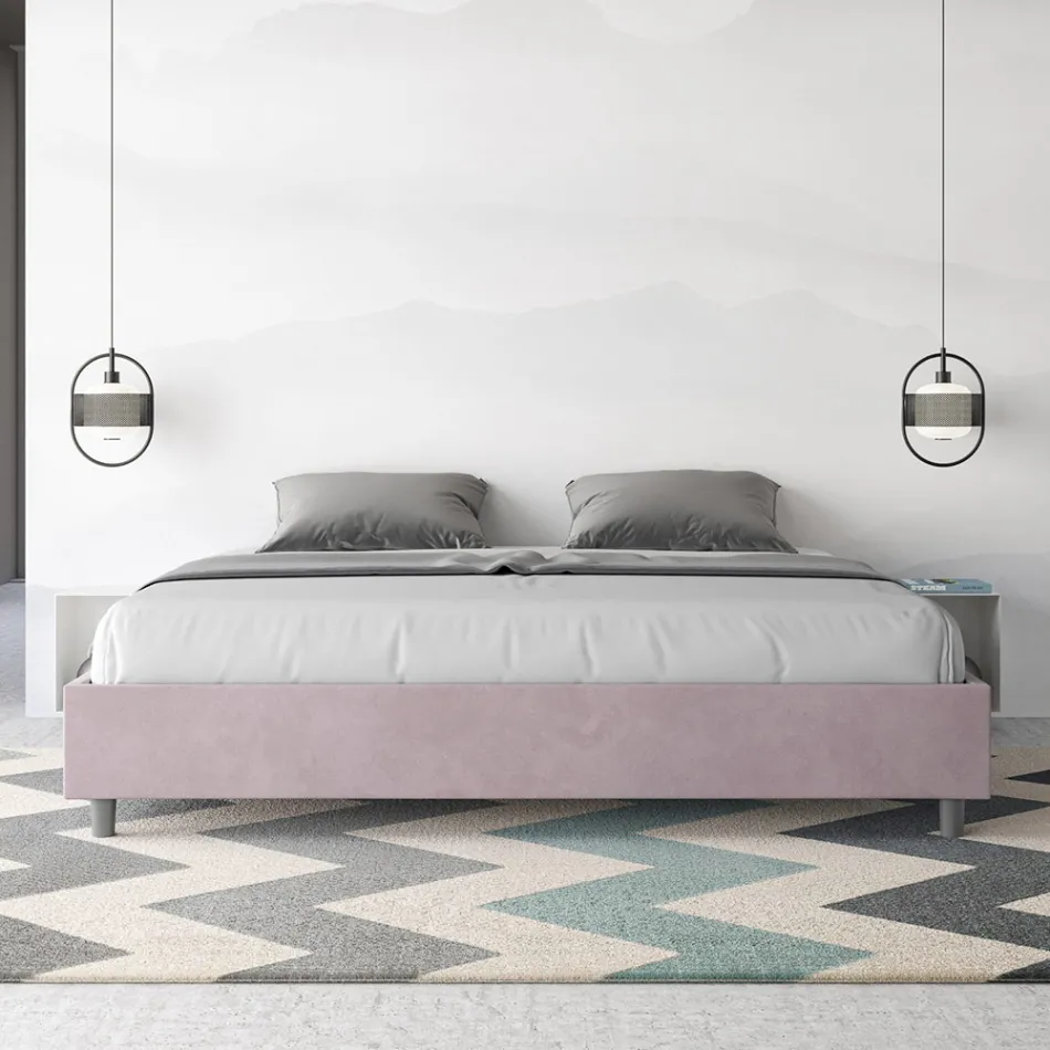 Cama doble de 200x200 cm con funda de microfibra, fabricada en Italia - Athlete viadurini