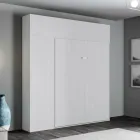 Cama doble plegable vertical con mueble de pared y columna - Magicompare viadurini